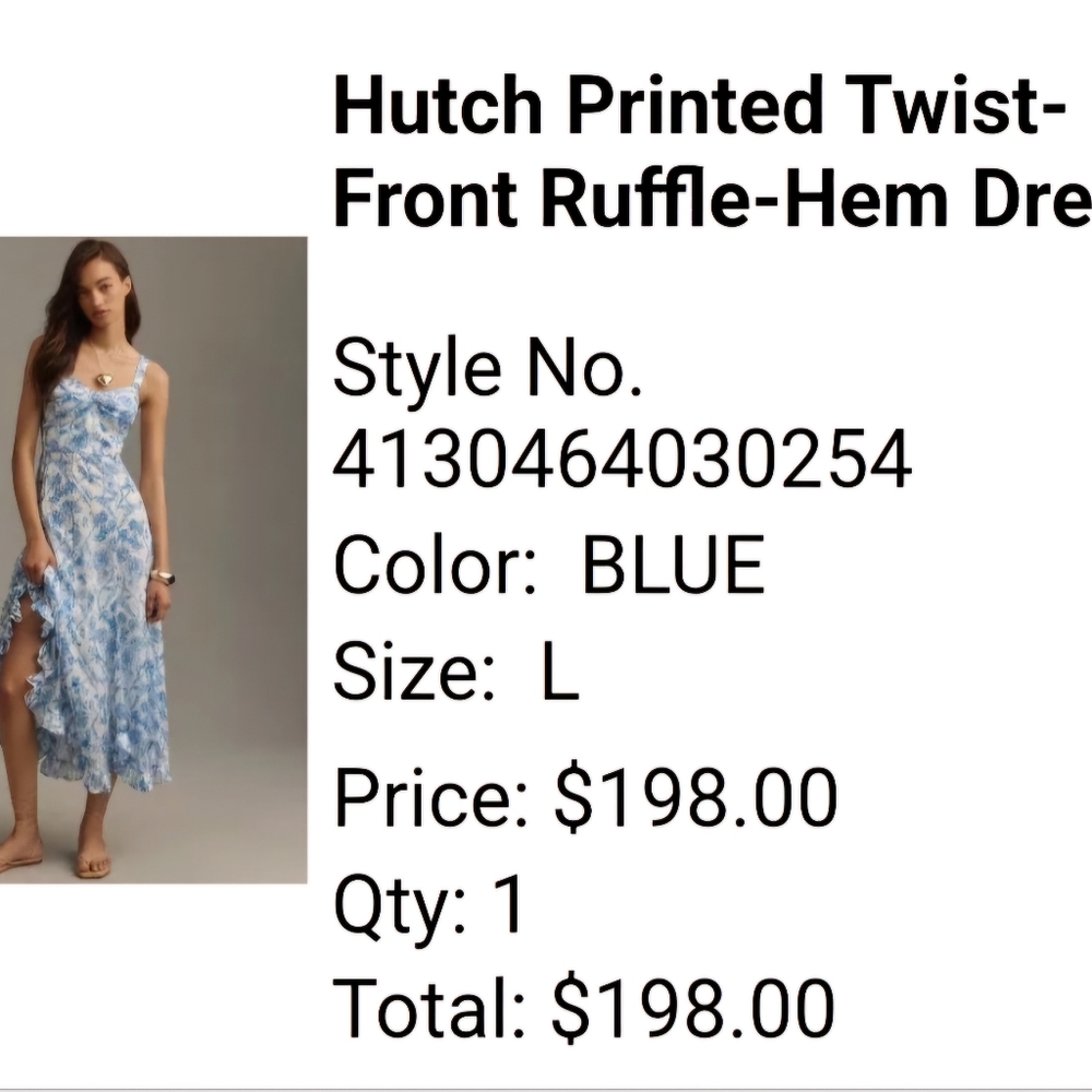 Gorgeous Anthropologie dress. Size Large. Blue and white .